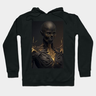 The Dark Elegance of Golden Fissures: A Demon Skull Bedecked in Splendor Hoodie